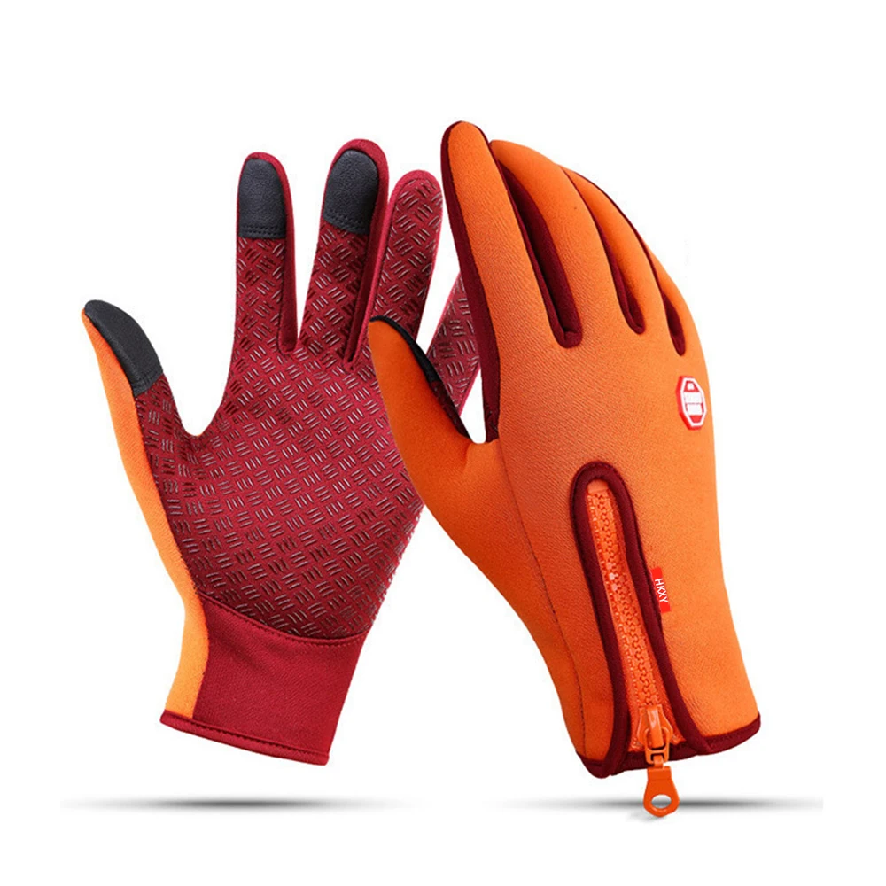 Mann warme Winterhandschuhe Touchscreen wasserabweisende winddichte Handschuhe Ski Outdoor Sport Radfahren Fahren Reißverschluss schwarze Handschuhe Frauen – Detail 12
