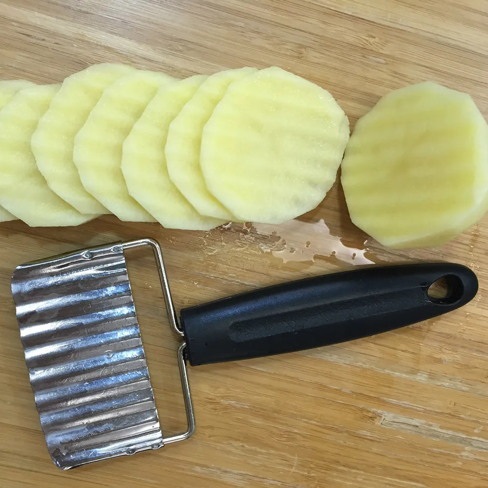 Crinkle Cutters Stainless Steel Wavy Slicer for Chopping Veggies Fruits Potatoes Soap Pickle Chips Salad Garnishes Kitchen Knife view 4