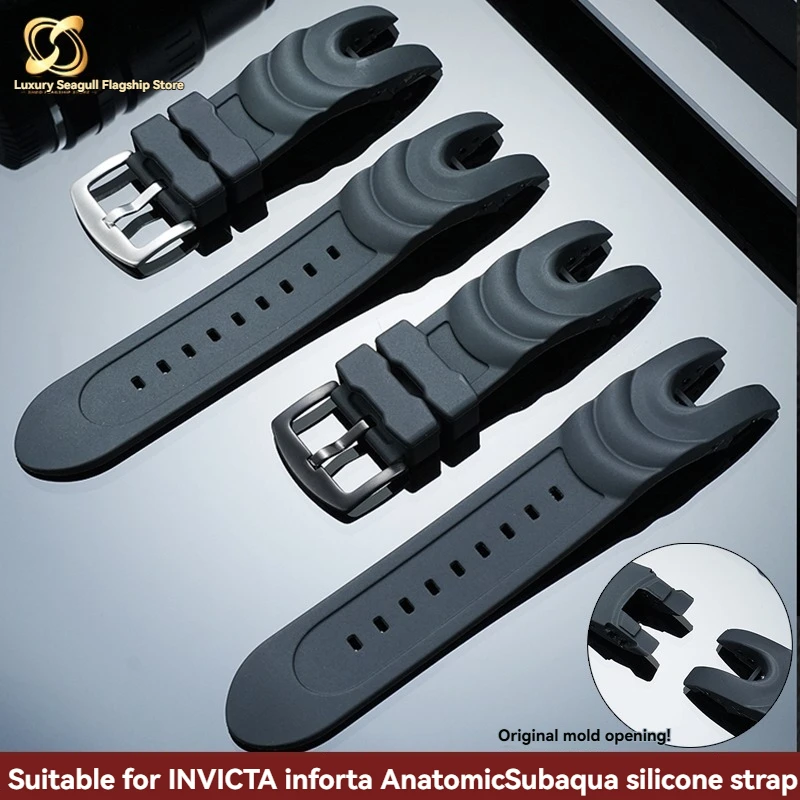 

For INVICTA AnatomicSubaqua series dedicated concave convex interface silicone original high-quality waterproof watch strap
