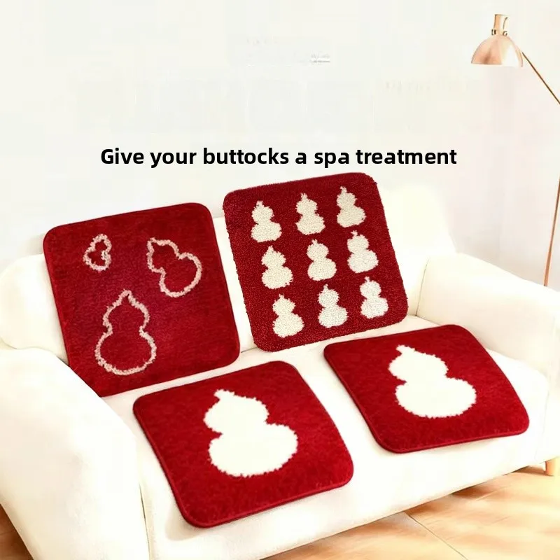 

Новогодняя красная лимитированная квадратная флокированная подушка для дивана, противоскользящая накладка для обеденного стула, аксессуары для домашнего декора во французском стиле