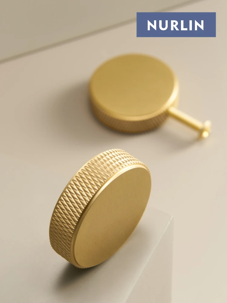 Nurlin New Solid Brass Knurled Round Exquisite Cabinets Drawers Knobs Cloakrooms Wardrobes Anti Slip Handles Novel Design