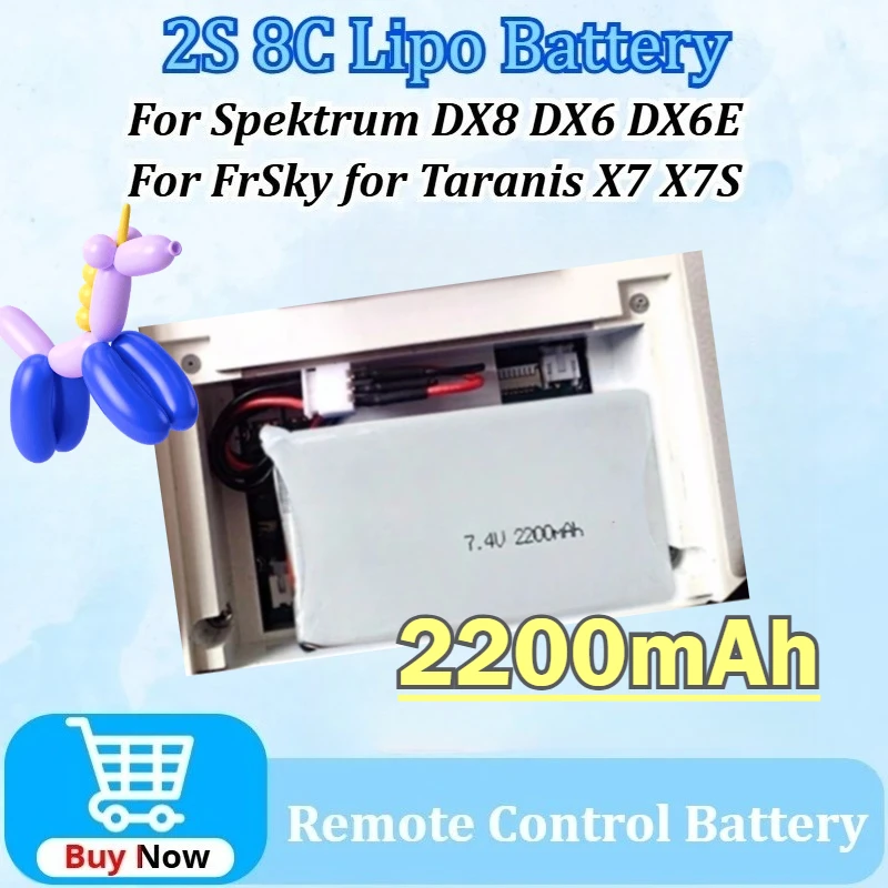 

New 3 Plugs RC Drone Batterys 7.4V 2200mAh Li-Polymer 2S 8C Lipo Battery for Spektrum DX8 DX6 DX6E for FrSky for Taranis X7 X7S