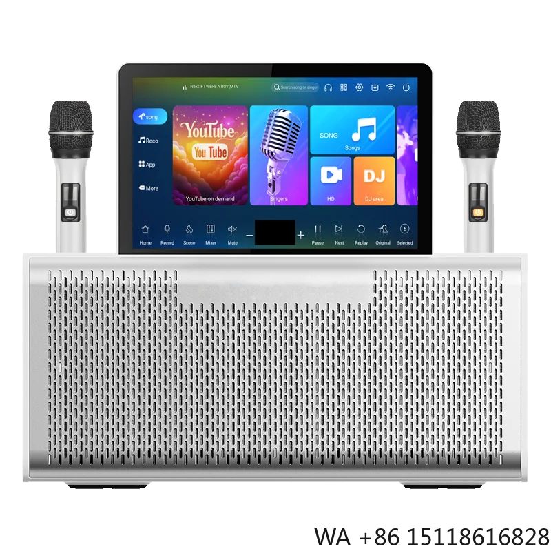 OUSHENG Professional All-In-One Android Jukebox Touch Screen Karaoke System Wireless Mic 10.1