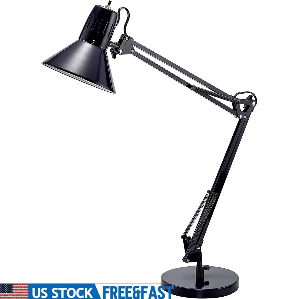 

Adjustable Metal Desk Lamp with 36 Inch Reach Multi-Joint Swing Arm Replaceable LED Bulb Flicker-Free Light Durable Construction