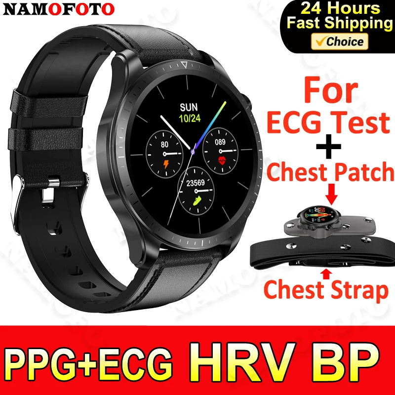 

NAMOFOTO 2025 New Smart Watch with ECG Chest Patch Strap 1.39'' Blood Pressure HRV Men Life Waterproof Sport Wellness Smartwatch