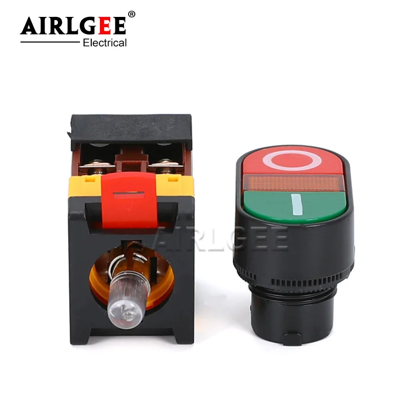APBB-22/AS-22/PPBB-30 22mm/25mm/30mmON/Off Start Stop Double Push Button Switch Self-reset/Momentary Light Switch 10A/ AC600V image 5