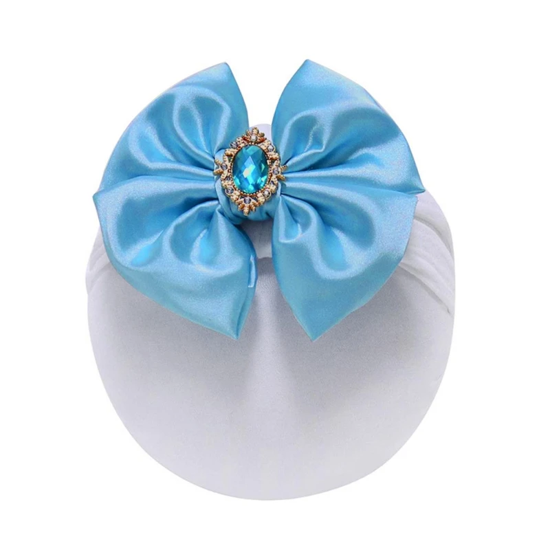 Newborn Toddler Knotted Bowknot Hairbands Satin Bow Headband with for Rhinestone Big Bowknot Baby Christening Headbands