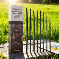 Juego de pinceles de pelo de ardilla gris de imitación negra pura de 8 piezas con puntas redondas, especializados para acuarela y pintura acrílica