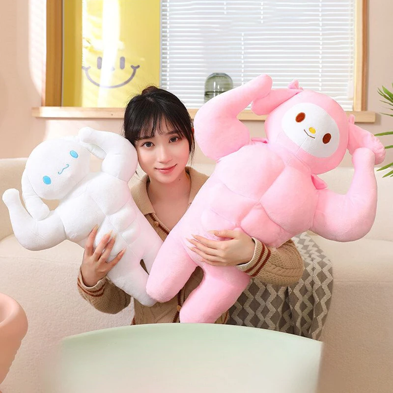 

Sanrio Characters New Plush Doll Muscle Kuromi Funny Kawaii Creative Toy Figurine Release Pressure Soft Plush Doll Birthday Gift