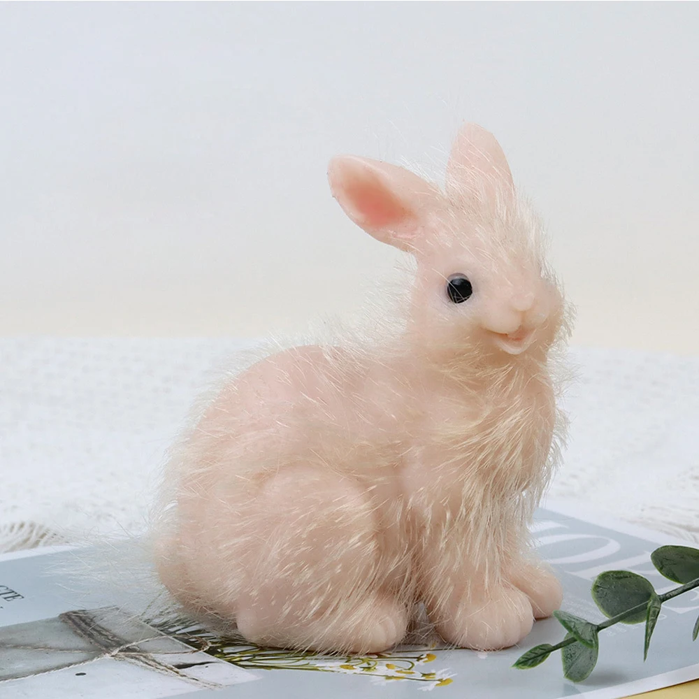 Mini Silicone Rabbit Stretchy Soft Silicone Animals Realistic Reborn Pets Gifts for Kids Adults Stress Relief Office Toys