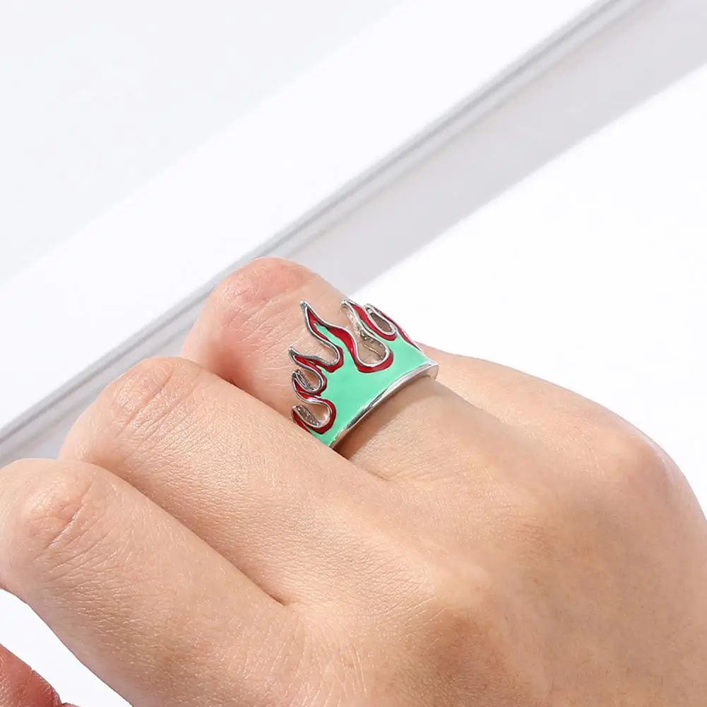 Opening Rings Vintage Adjustable Alloy Anti-deformed Unisex Stylish Flame Open Finger Rings for Party