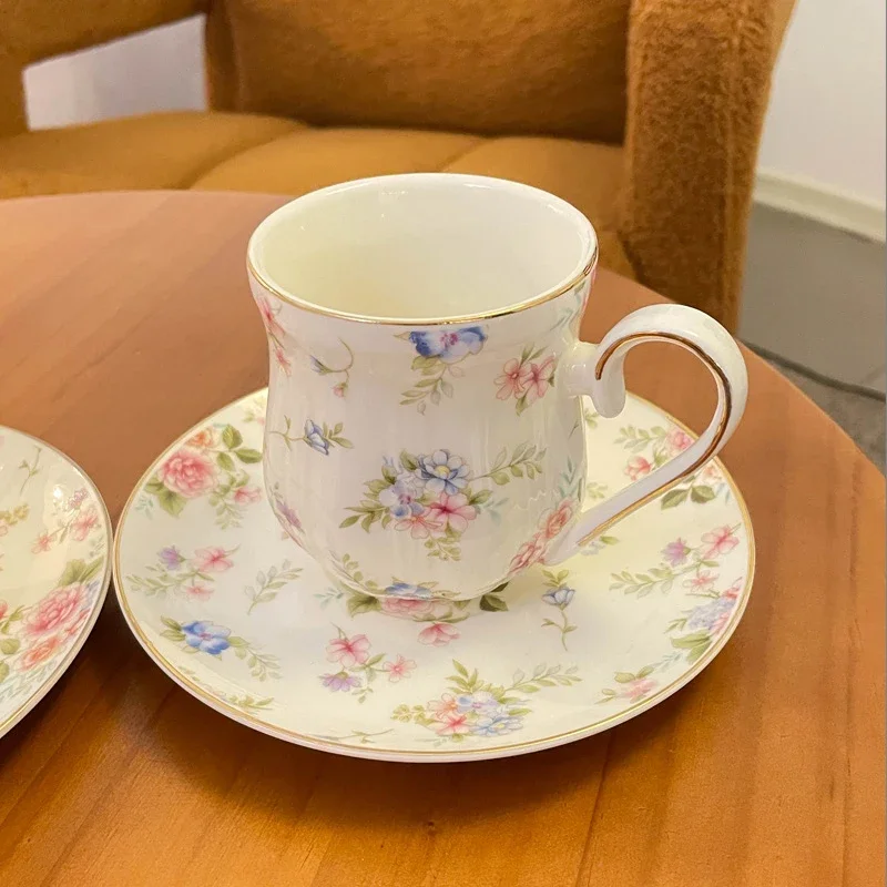 Vintage English Broken Flower Ceramic Coffee Cup Set Afternoon Camellia Tea Mug Phnom Penh Light Luxury Ceramic Cup Kitchen Cup