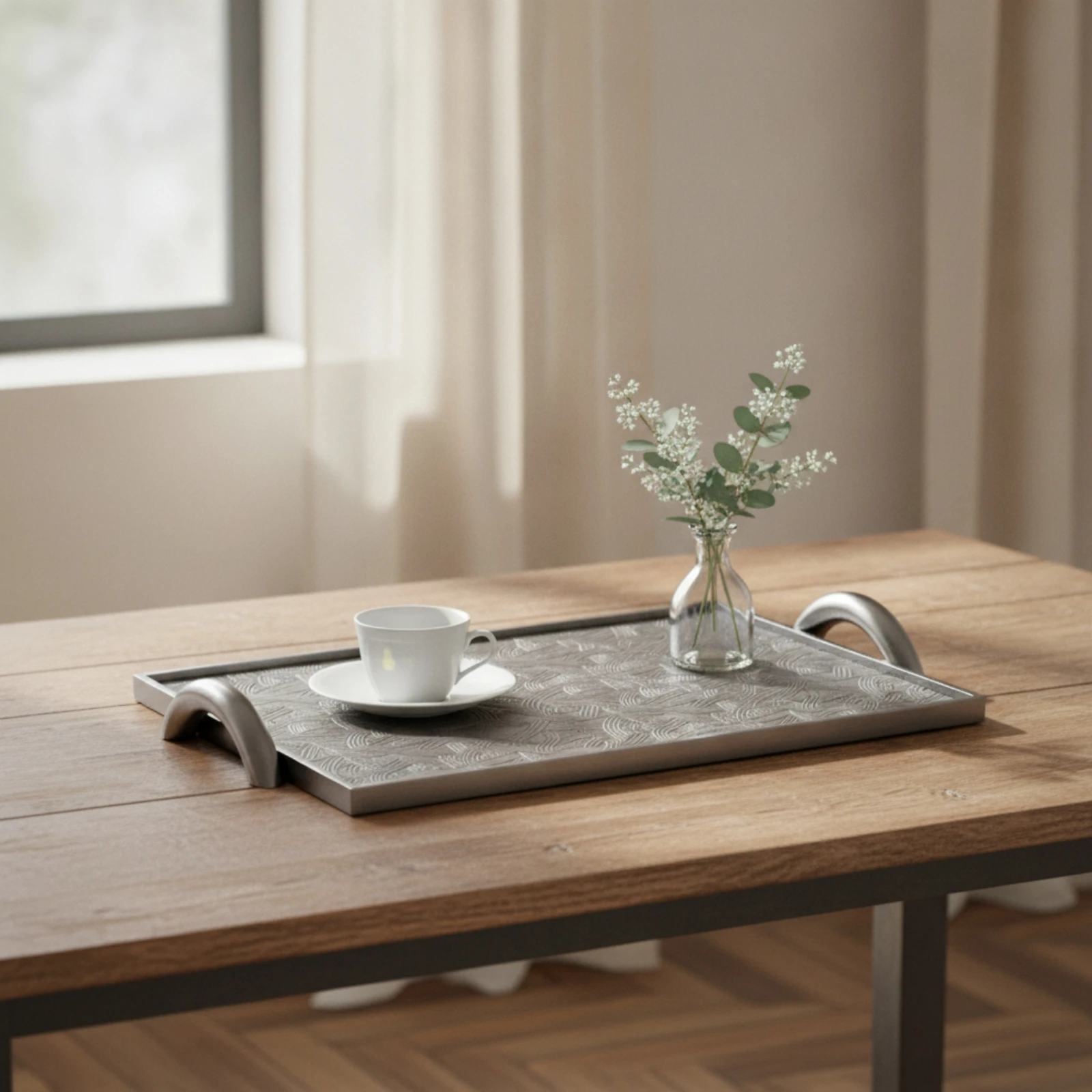 Decorative Tray with Handles Sleek Vanity Tray Versatile Minimalist for Bedside Table, Dresser
