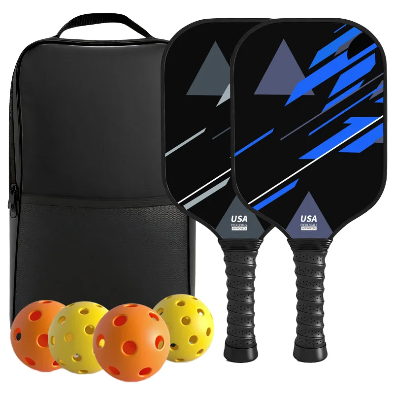 

Outdoor Double Pickleball Paddles Set 2 Honeycomb Core Fiberglass Composite Lightweight