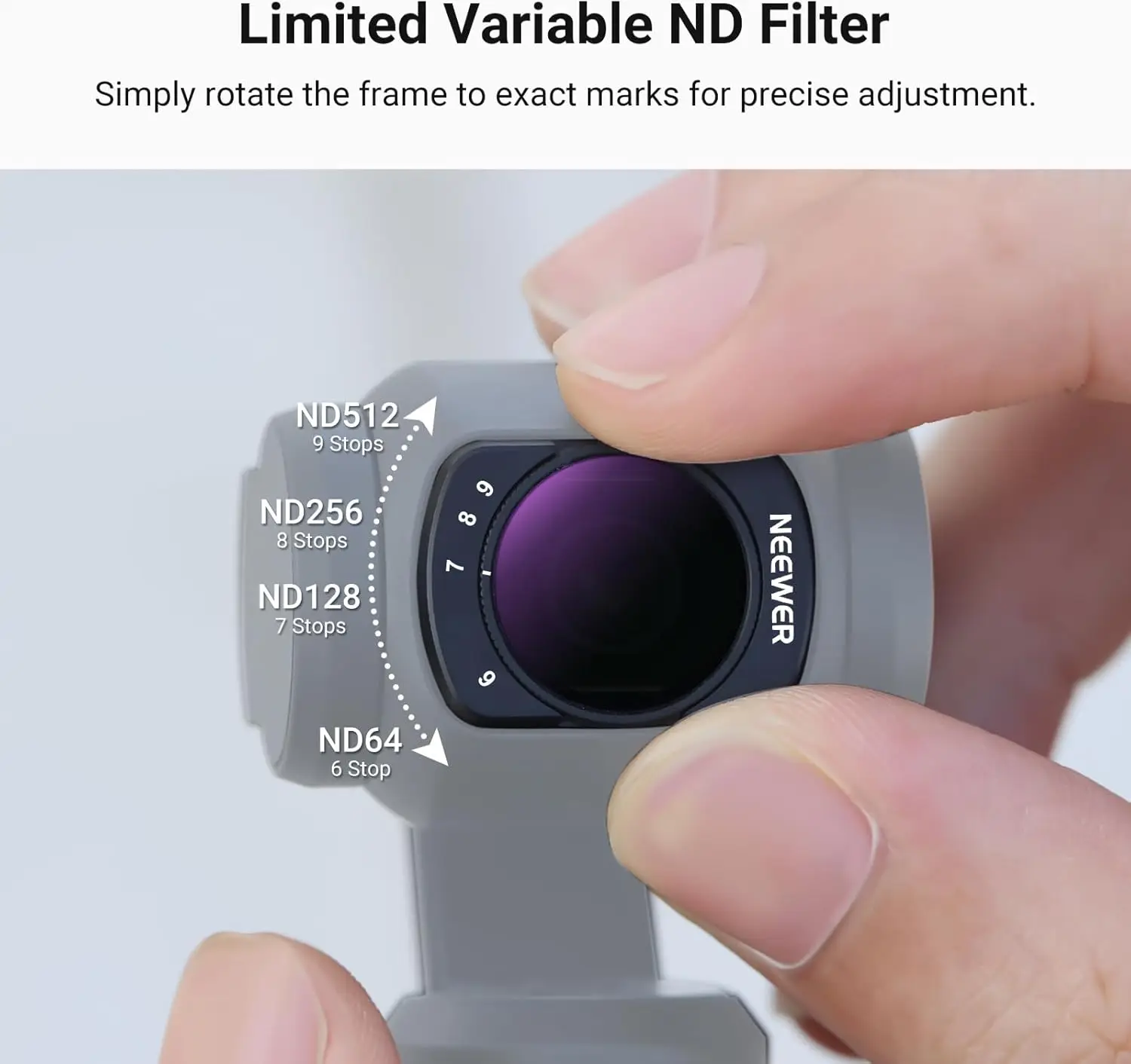 مجموعة مرشحات ND متغيرة جديدة لـ DJI Osmo Pocket 3، المغناطيسي ND2-32 وND64-512 مرشح عدسة كاميرا الحركة المحايدة الكثافة