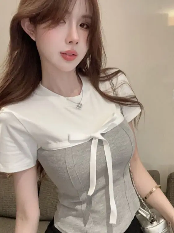 

Knot ort Sve ort Top Women's Summer Pure Desirable Spicy Unique Beautiful Fibone Small irt Unique Beautiful