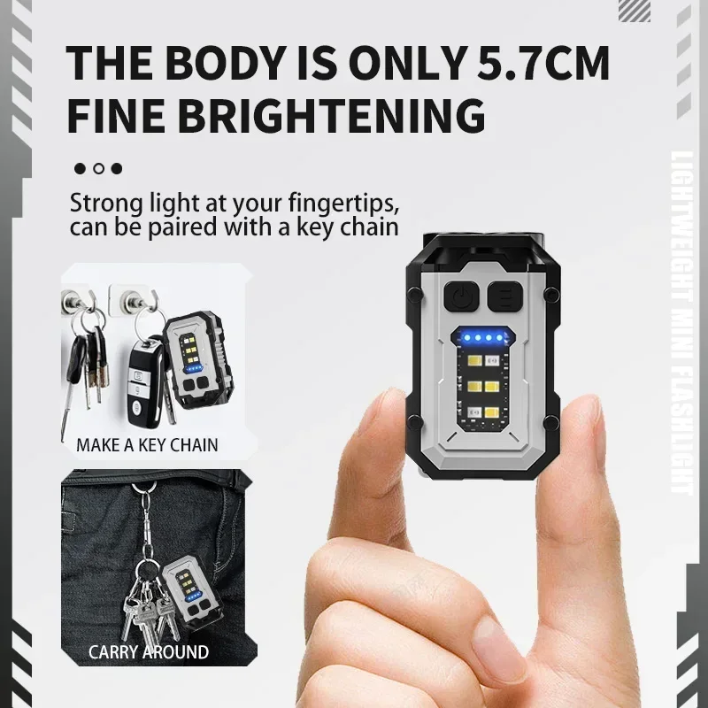 Mini Portable Flashlight with Magnetic Super Bright LED Torch USB Rechargeable Multifunctional Outdoor Camping Emergency Lantern