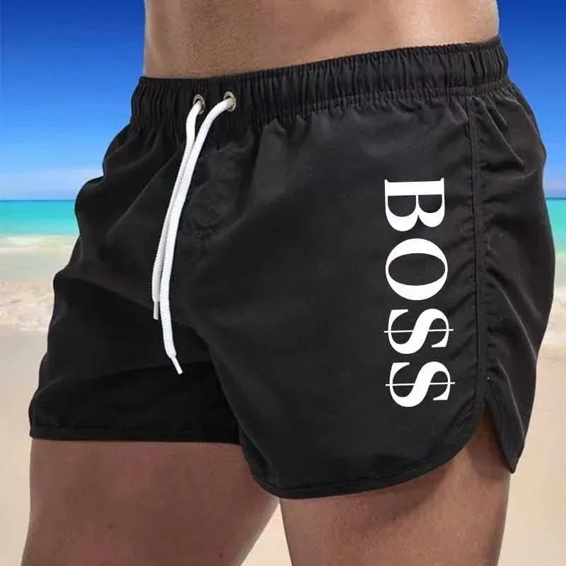 Maillots de bain doublés en maille pour hommes, shorts de plage d'été, shorts de planche pour hommes, maillots de bain pour hommes, vêtements de sport trempés, 2024