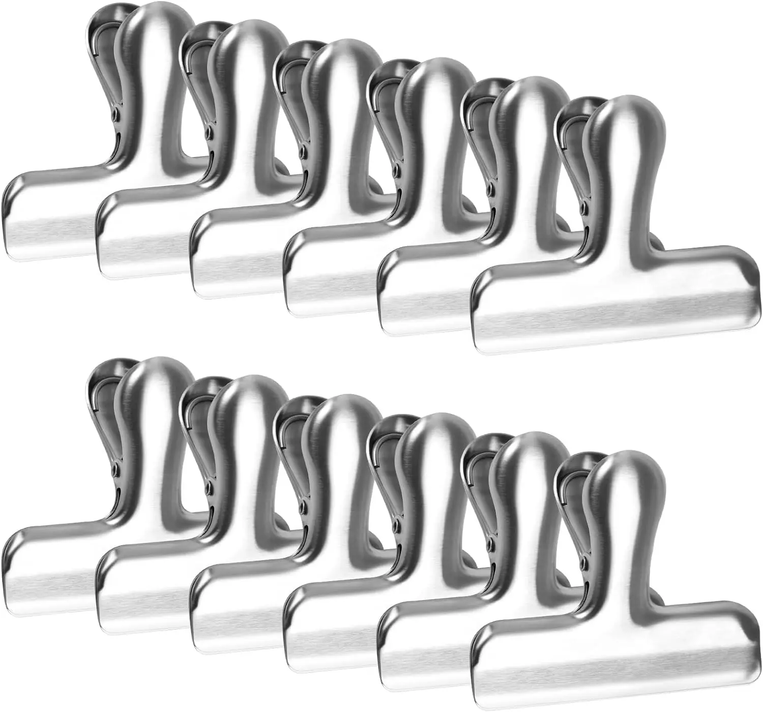 12pcs Stainless Steel Bag Clips 3-inch Wide Food Clips Sealing Clips for Smooth Edge Bags in Homes Kitchens and Offices