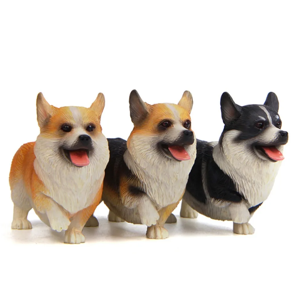 

1 Pcs Simulated Standing Cute Corgi Model Dog Doll Statue Kawaii Ornament Figurine