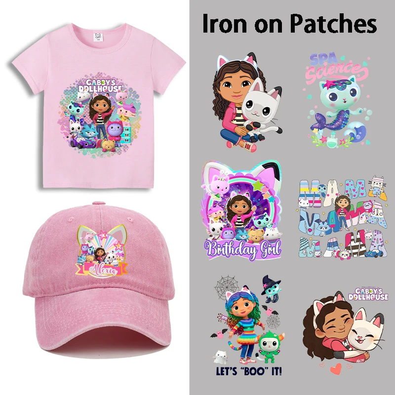 【セール中】ギャビーのドールハウスアイアンでパッチかわいい漫画熱伝達ステッカーファッションアニメ DIY 服ハンドバッグ女の子服デカール