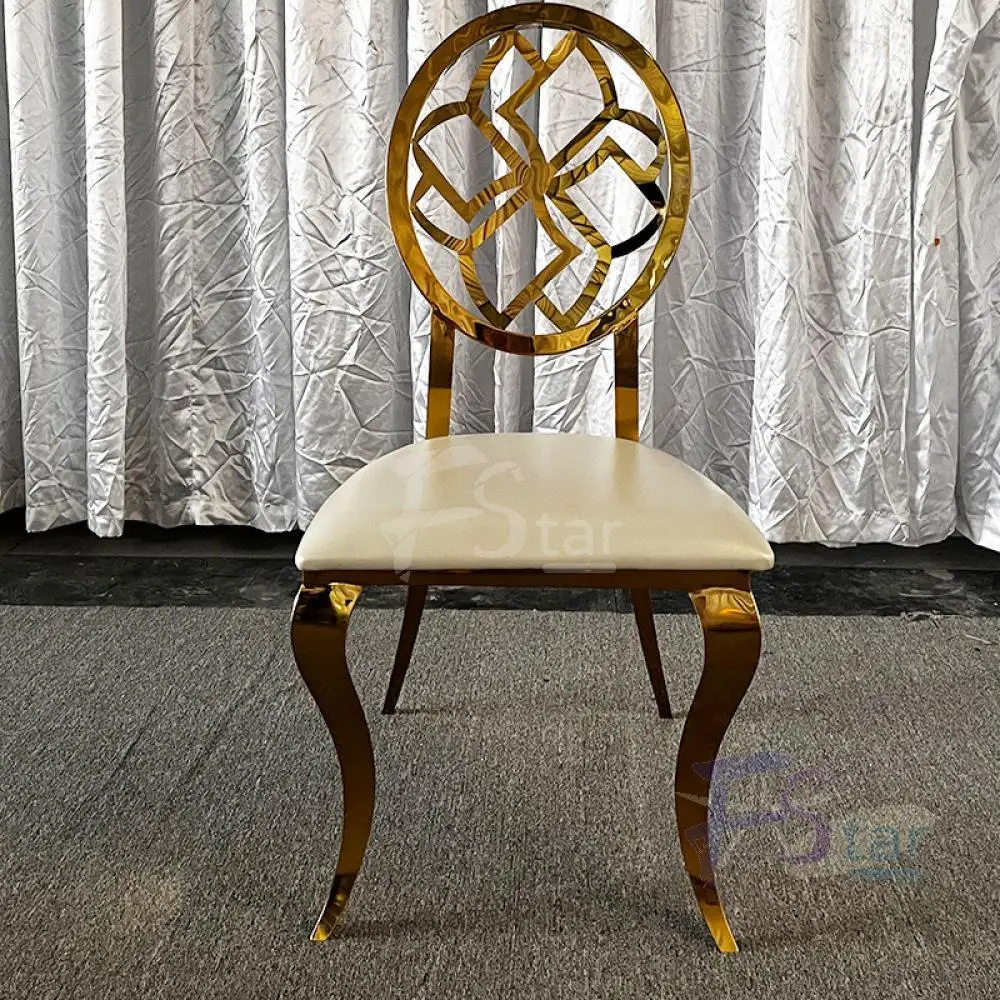 Factory Direct Sales Gold Stainless Steel Round Back Wedding Chair