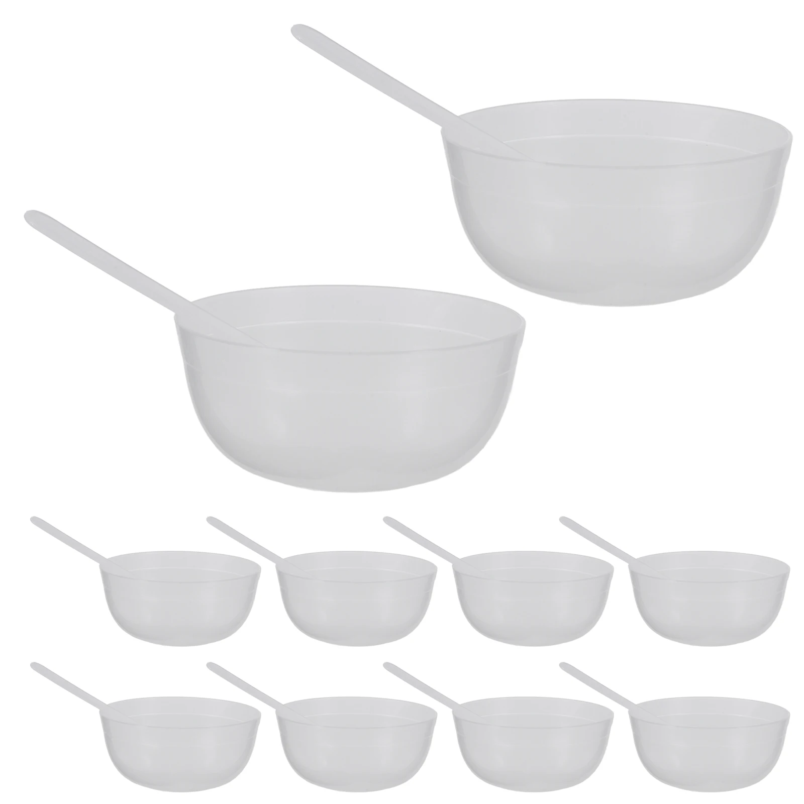

10pcs Mixing Bowl Small Plastic Bowls Mud Container Spoons Pink Clear Tools Space Saving Handicraft Supplies