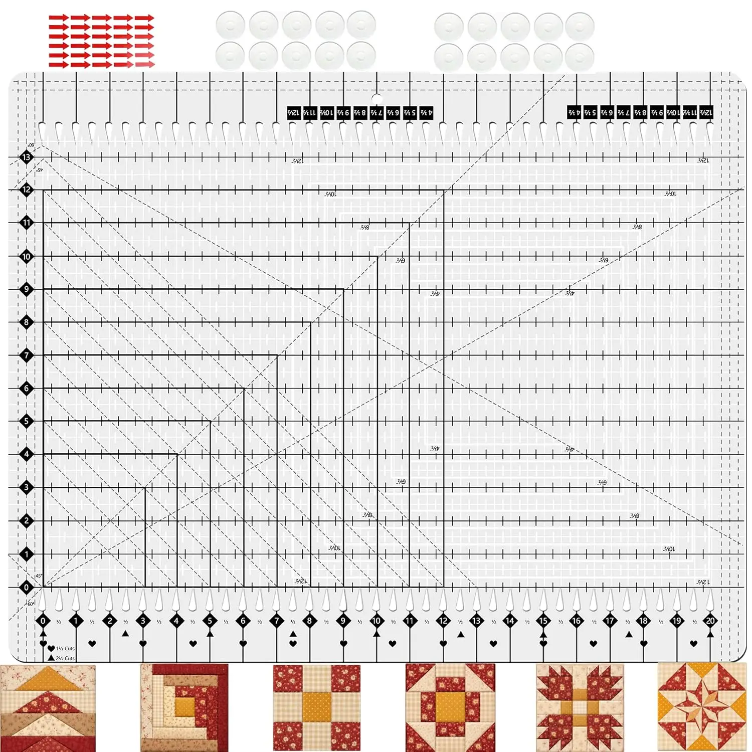 

Upgrade Clear XL Slotted Quilting Ruler, Precise & Durable Acrylic, Non-Slip Tool for Rotary Cutting Fabric Strip and Patchwork