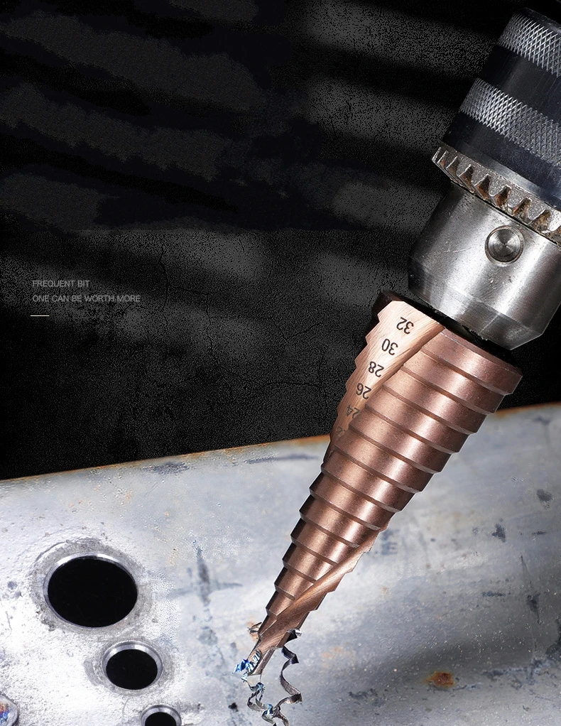 4-12/4-20/4-32mm m35 cobalto espiral passo broca cônica HSS-CO broca espiral sulco triângulo haste para aço inoxidável