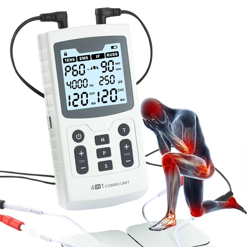 4 in 1 Combo  Interferential Current Russian Stimulation EMS Tens Machine Physiotherapy