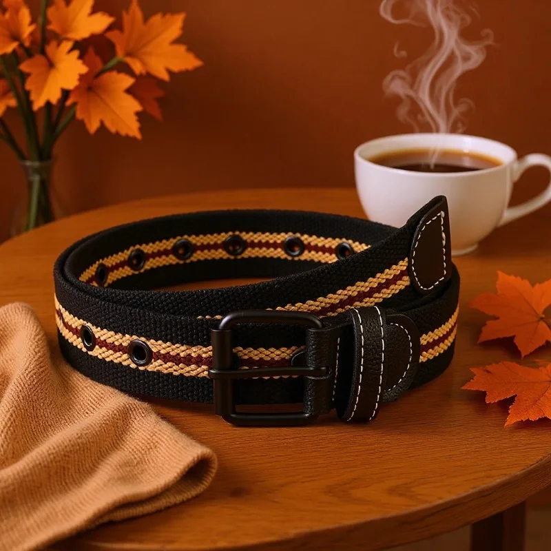 New Artistic Retro Woven Belt for Women, Versatile New Geometric Pattern Belt, High-end Pants Belt