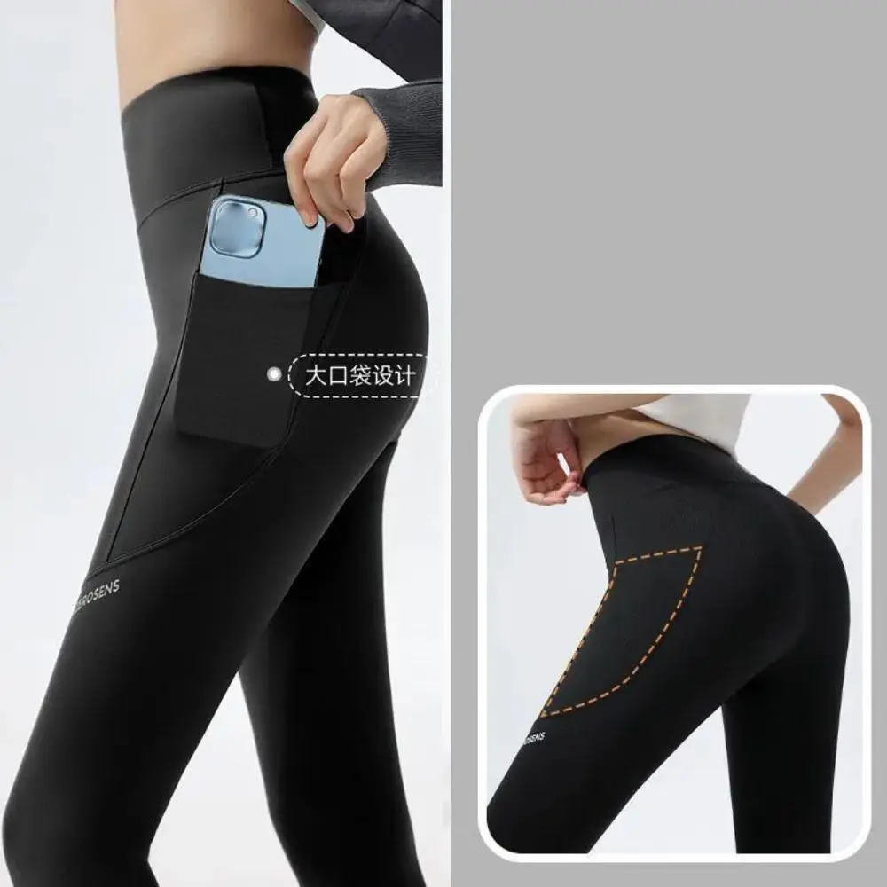 Pantalones elásticos de seguridad con bolsillo, mallas de cintura alta, moldeador de cuerpo suave, pantalones de tiburón, Yoga