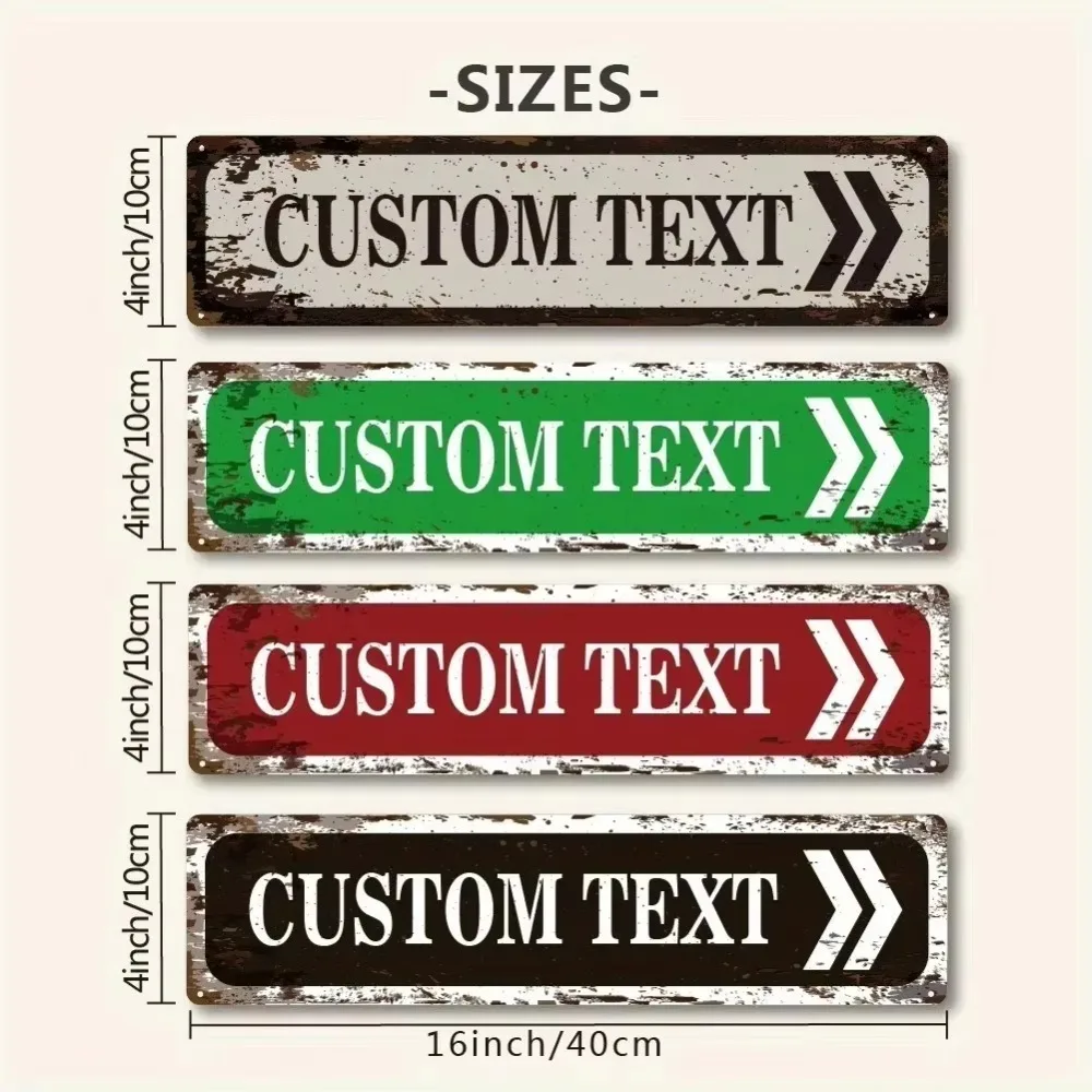 CIFbuy Personalized Custom Text Wall Plaque, 40x10cm Weathered Rust Beige Arrow Metal Sign, Vintage Indoor Ornament - view 2