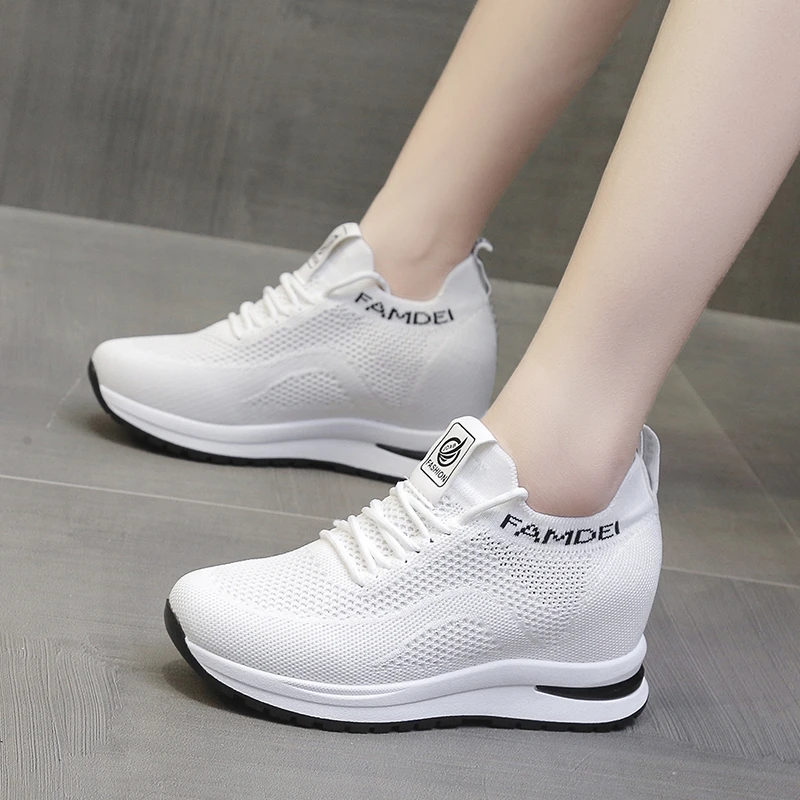 2022 Women\'s Sports Shoes Spring and Autumn New Wedge Heel Platform Shoes Mesh Breathable Casual Shoes Outdoor Walking Shoes