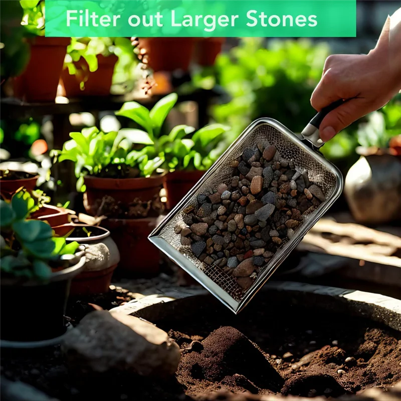 

HGFLE-4PCS Soil Sifter For Gardening Compost Sifter With Handle (3.8Mm Mesh) Portable Garden Sieve For Soil,Rocks,Dirt,