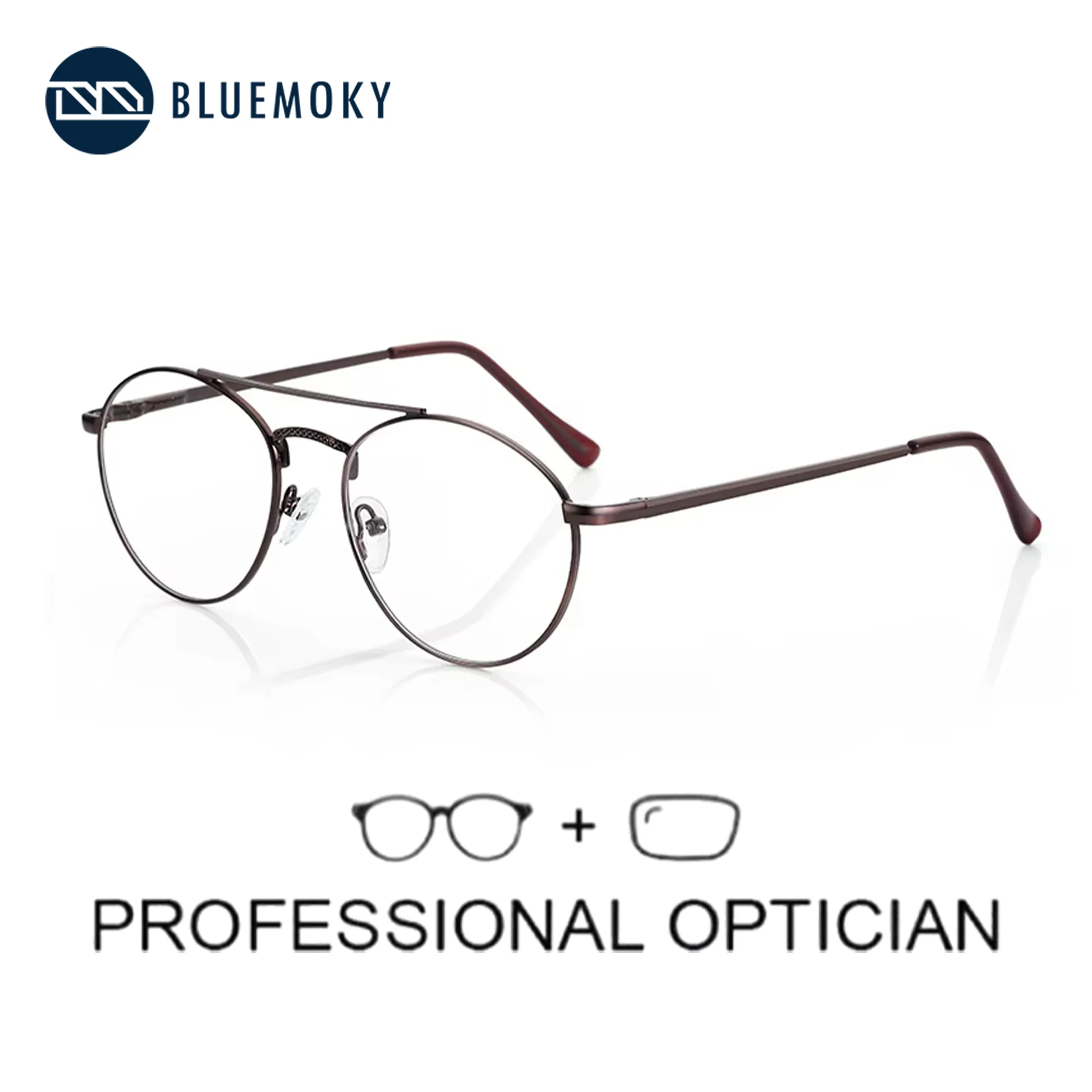 

BLUEMOKY Metal Prescription Glasses Men Classic Pilot Optical Spectacles Anti Blue Light Photochromic Myopia Eyeglasses