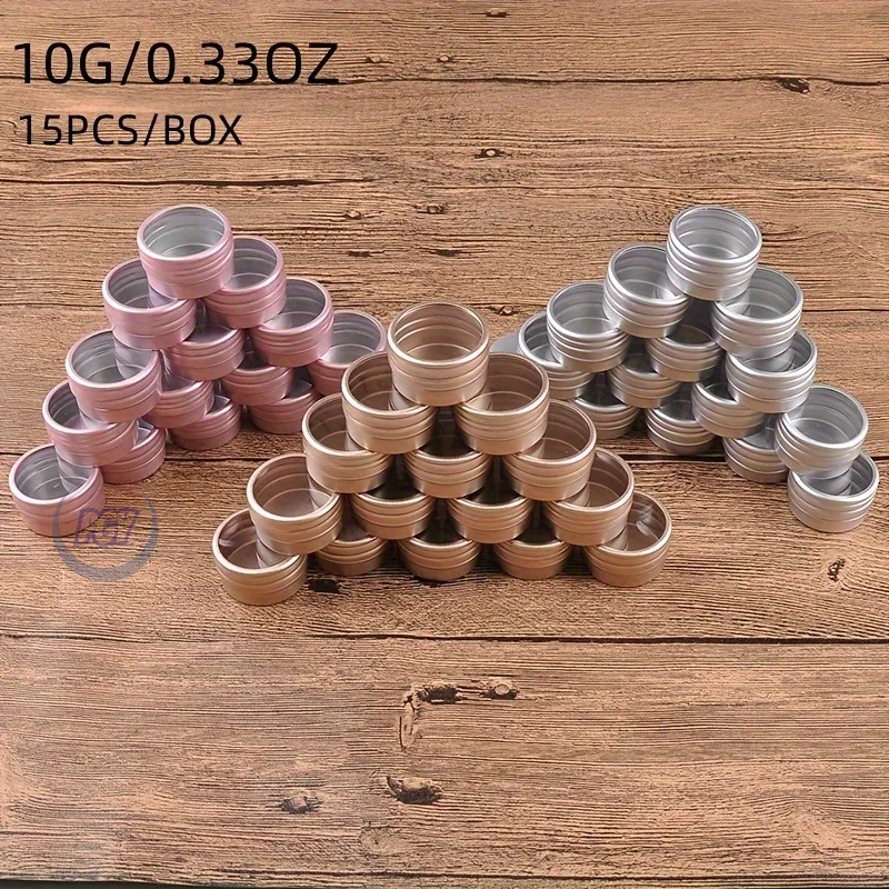 

15 шт. металлические круглые банки для хранения с прозрачными оконными завинчивающимися крышками для поделок своими руками, путешествий, ювелирных изделий, специй, косметики, декора, органайзер