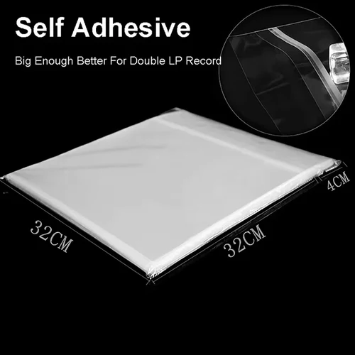 Imagen 2 del producto Funda protectora de grabación de Gel OPP, 50 Uds., para tocadiscos, LP, disco de vinilo, bolsa autoadhesiva para registros, 12 pulgadas, 32cm x 32cm