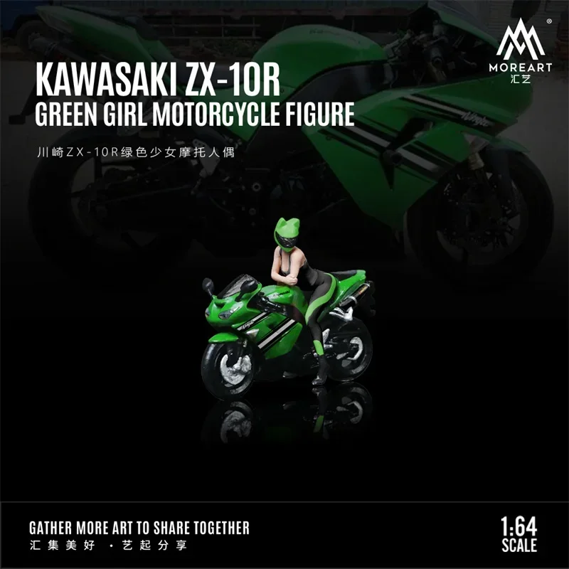 MoreArt 1:64  Kawasaki ZX-10R Green Girl Motorcycle Figure