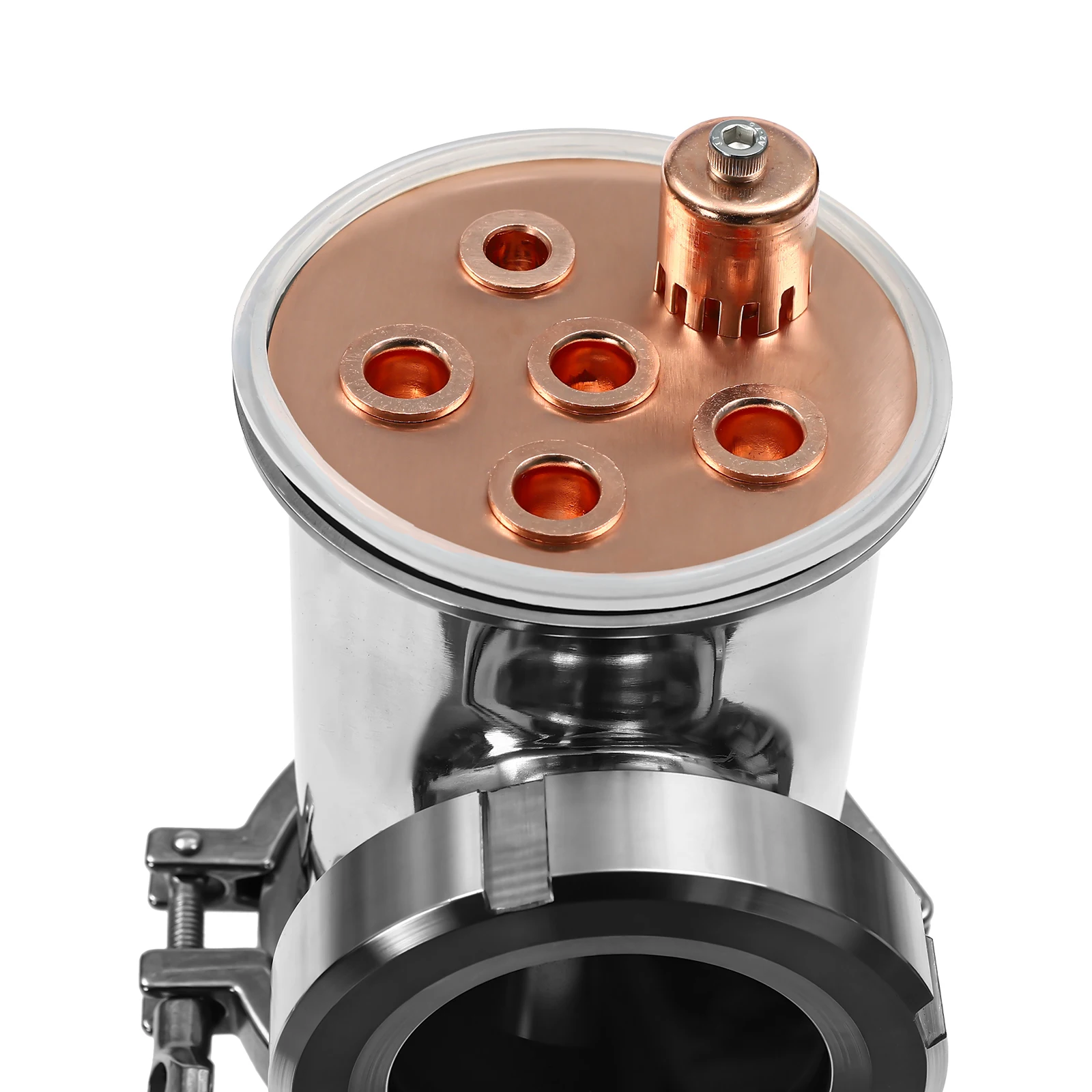 Copper Reflux Column, 4 Inch Plate Stainless Moonshine Still Flute 6 Tires Section Free Standing Tower Kit For Home Distillation