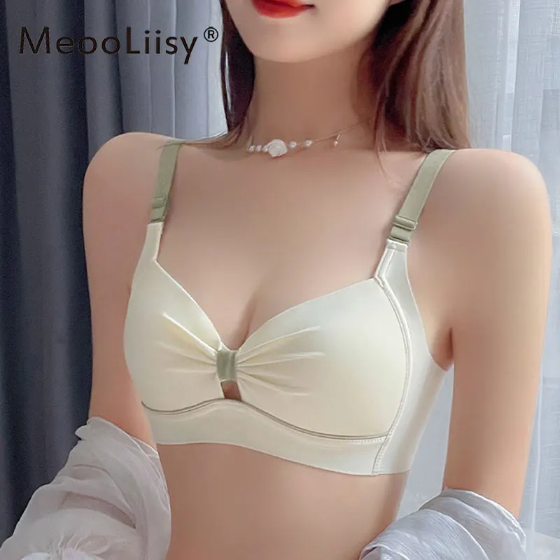 

MeooLiisy Sexy Push Up Bras for Women No Wire Seamless Brassirere Minimizer Thin Cup Lingerie Breathable Comfortable