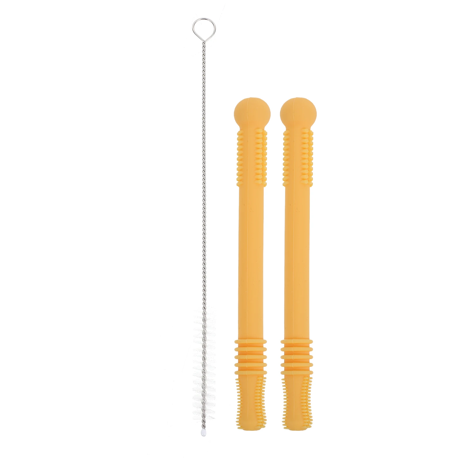 

Silicone Baby Durable Safe Silicone Teether Teething Toy Straw Shape Infants Molar Rod Portable Teething Relief