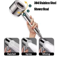 High Pressure 304 Stainless Steel Shower Head 3 Modes Adjustable Sprayer Good Quality Pressurized Showerhead for Bathroom Faucet
