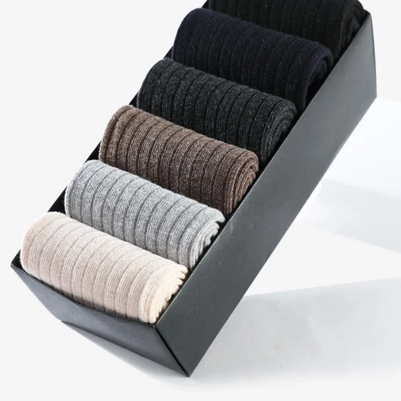 

Autumn Winter Men's Socks Mid-tube Causal Comfortable Cotton Soft Business Stockings Solid Color Simple Thick Ins Cashmere Sock