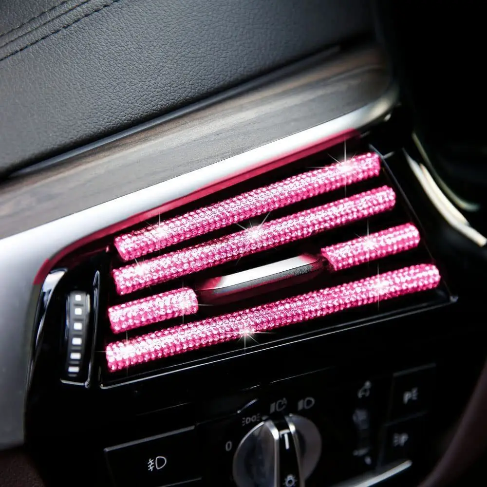 Car Diamond-encrusted Air Outlet Decorative Strip with Drill U-shaped Rhinestone Clip Strip for Car Air Conditioning Port