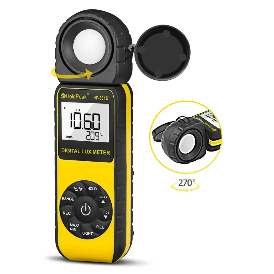 

2026 HEDAO HP-881D Digital LUX Meter High Precision 4000,000 LUX/FC Handheld Illuminometer