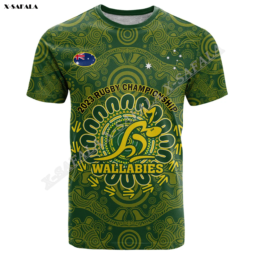 Australia Rugby Wallabies 2023 Go Champions 3D Print For Men T-Shirt Top Tee Short Sleeve Milk Fiber Baby-Skin-Feeling Smooth