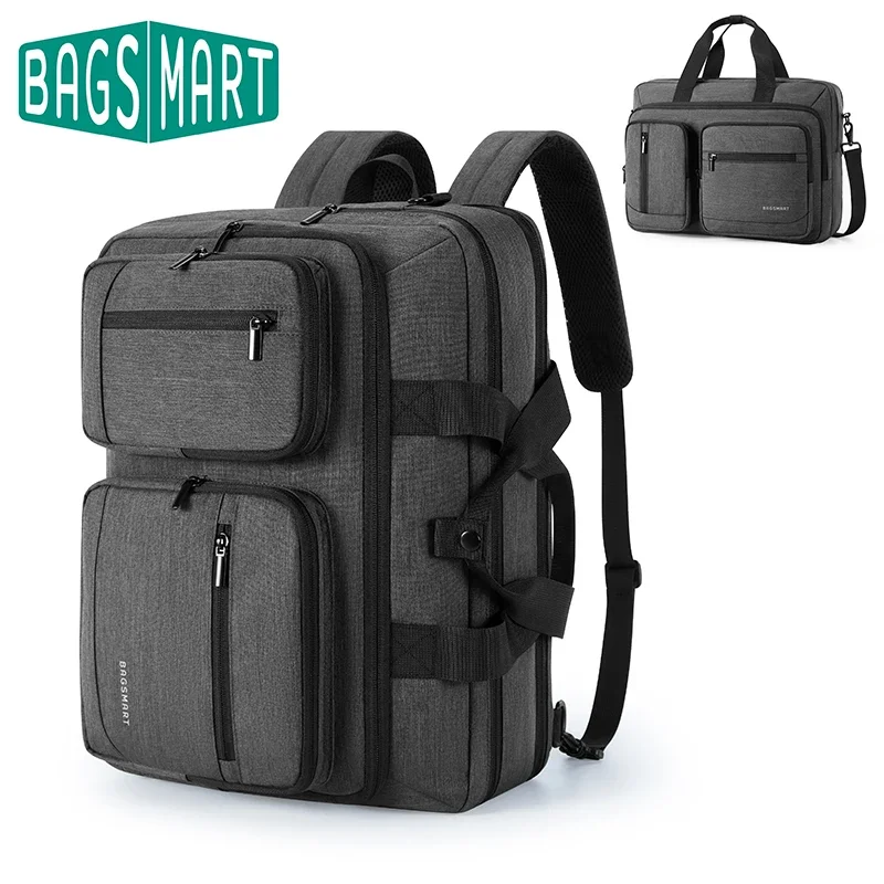 BAGSMART Bolso para portátil 3 en 1 para hombre, mochila, maletín para ordenador repelente al agua para ordenador portátil de 17,3 pulgadas, bolso de hombro para viajes de negocios