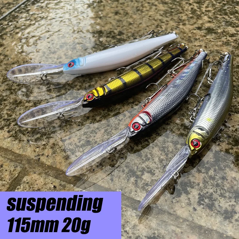 Aussetzung Minnow Angeln Lockt 11,5 cm Tauchen Jerkbait Crankbait Wobbler Swimbait UV Laser Beschichtung Bass Hecht Angeln Zubehör