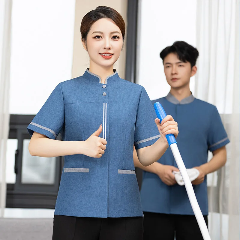 Cleaning Staff Uniform Short Sleeve Set Summer New Cleaning Clothes Property Guest Room Cleaning Auntie Outfit Unisex